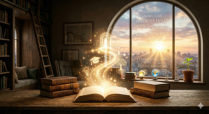 Buku dengan cahaya simbol pendidikan