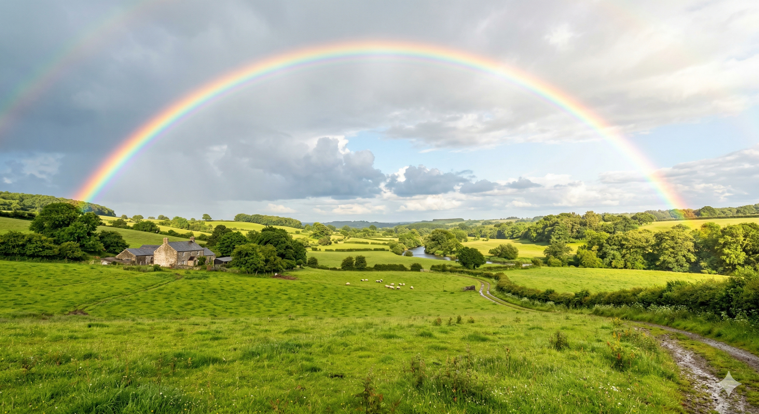 Pelangi di langit setelah hujan